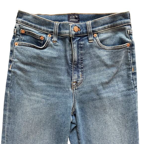 J Crew Jeans Womens 26 Blue Stovepipe High Rise Re-Imagined Raw Hem Distressed - Picture 2 of 12